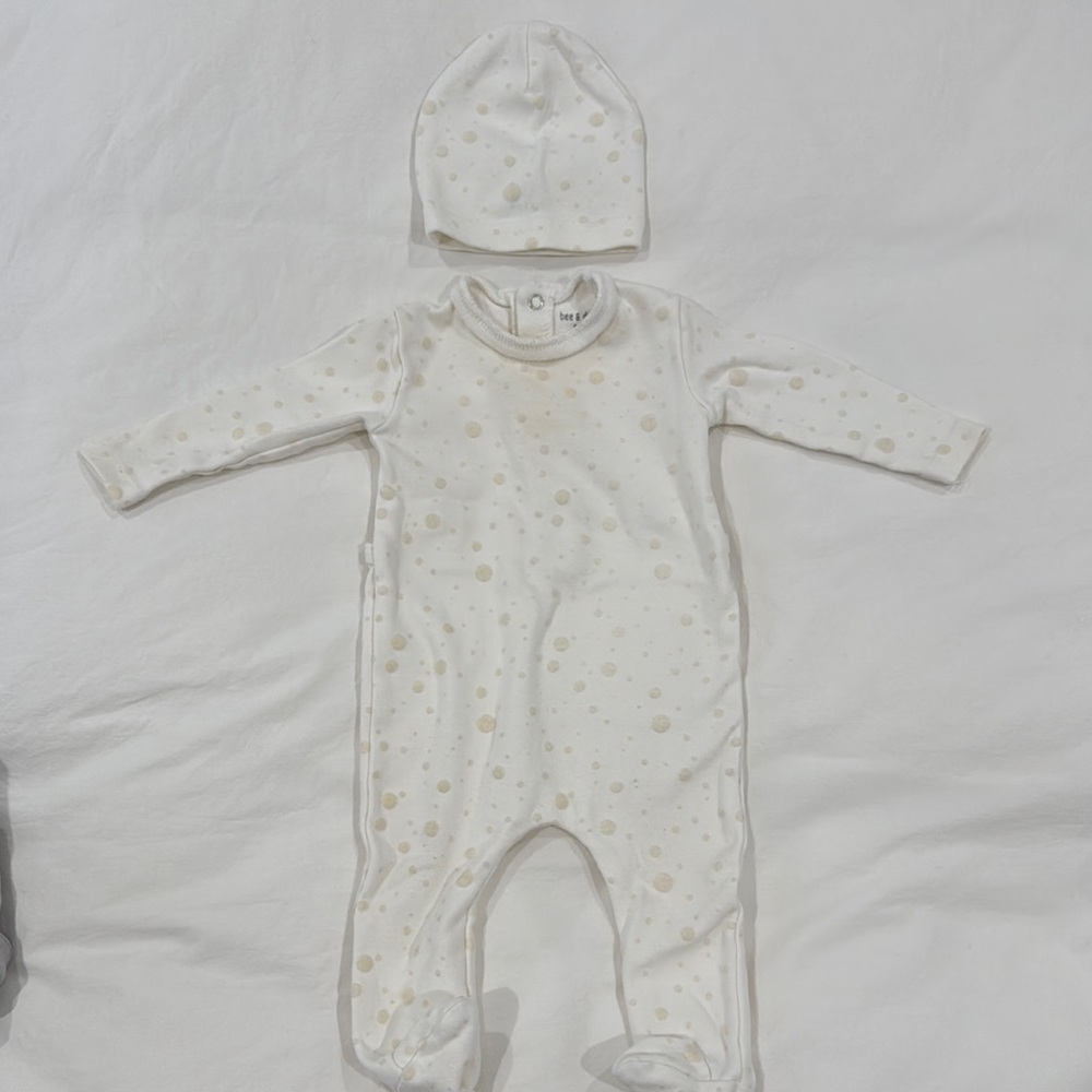 Infant White and Cream One Piece Set